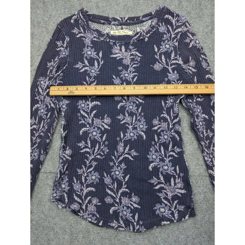 We The Free People Pretty Little Thermal Womens XS Purple Floral Y2K Layer Shirt